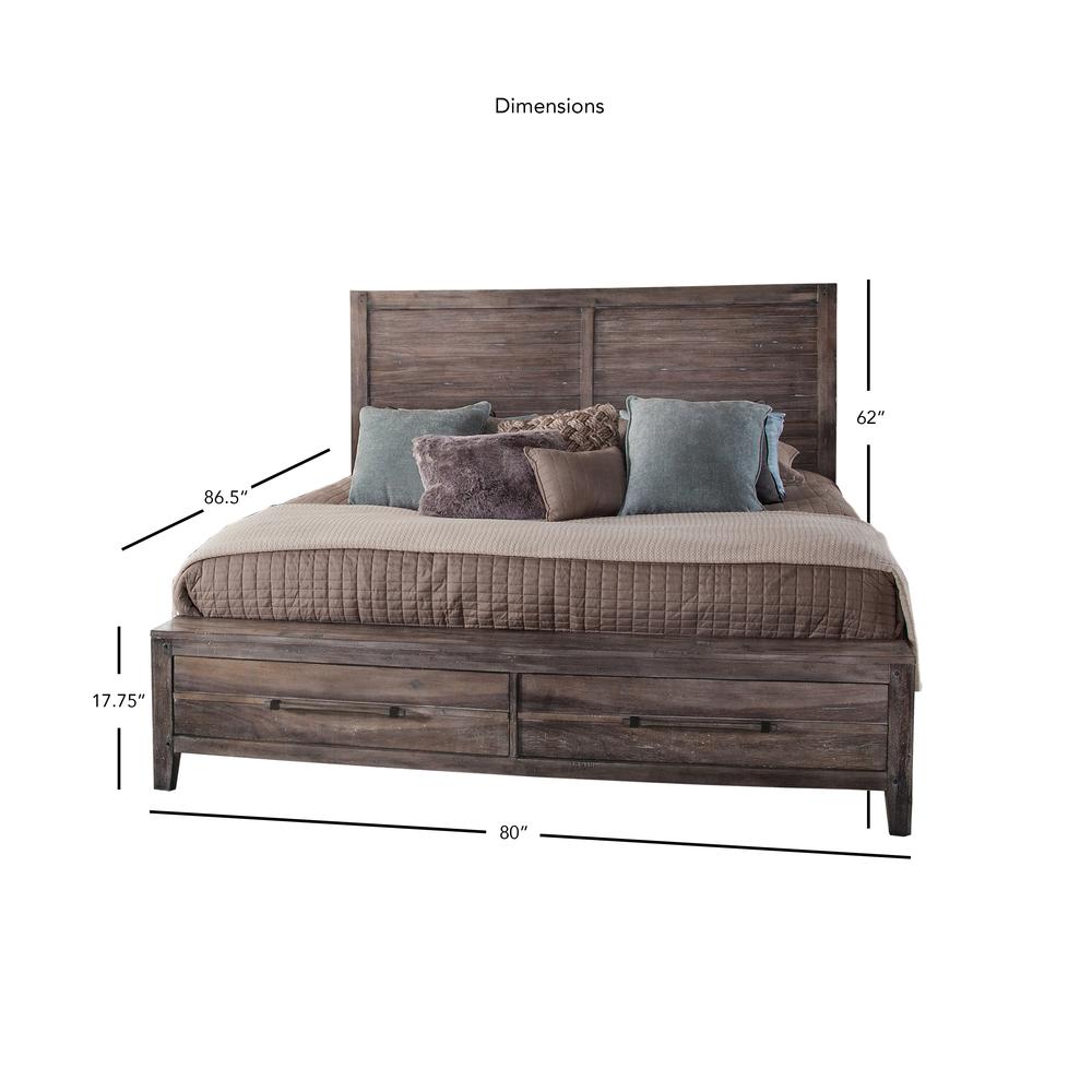 Aurora Weathered Gray Queen Panel Bed with Storage. Picture 4