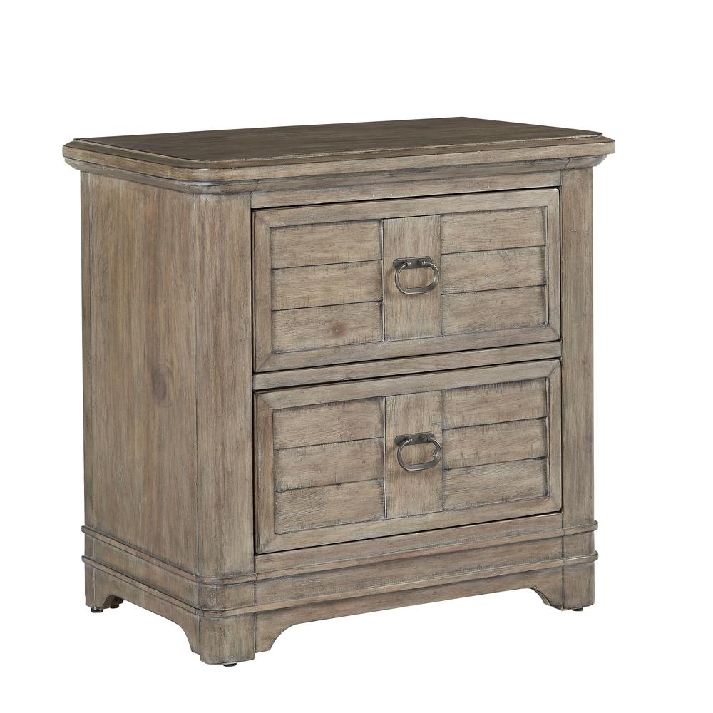 Meadowbrook Two Drawer Nightstand - Antique Sand. Picture 1