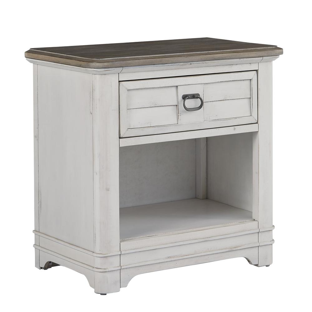 Meadowbrook One Drawer Nightstand - White-washed. Picture 1