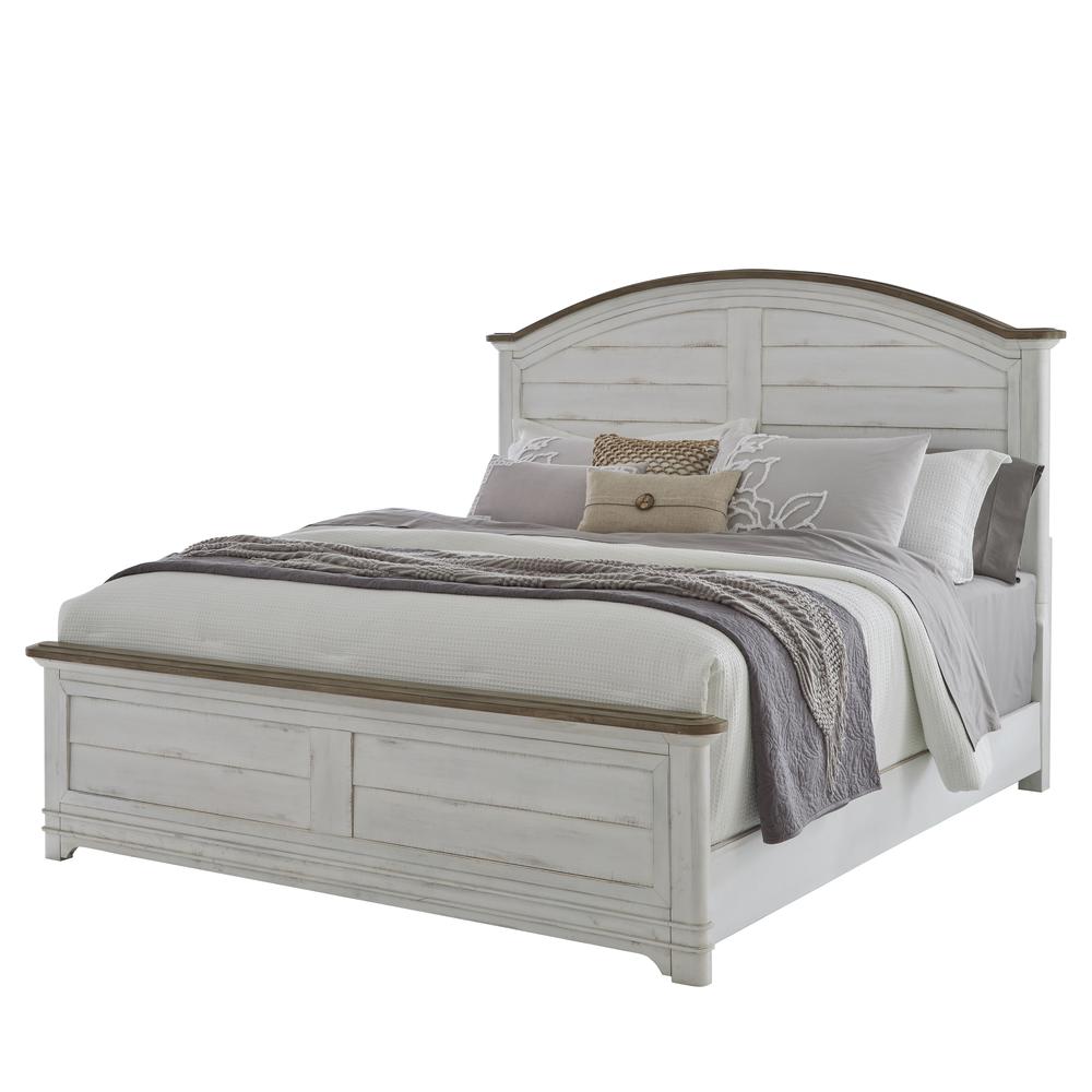 Meadowbrook Queen Arched Panel Bed - White-washed. Picture 1