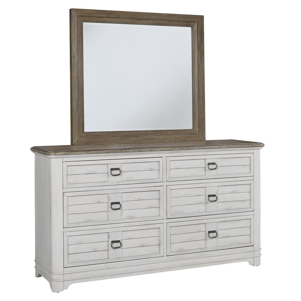 Meadowbrook Dresser and Mirror - White-washed. Picture 1