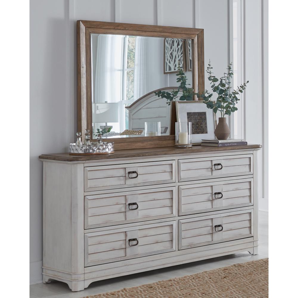 Meadowbrook Dresser and Mirror - White-washed. Picture 2