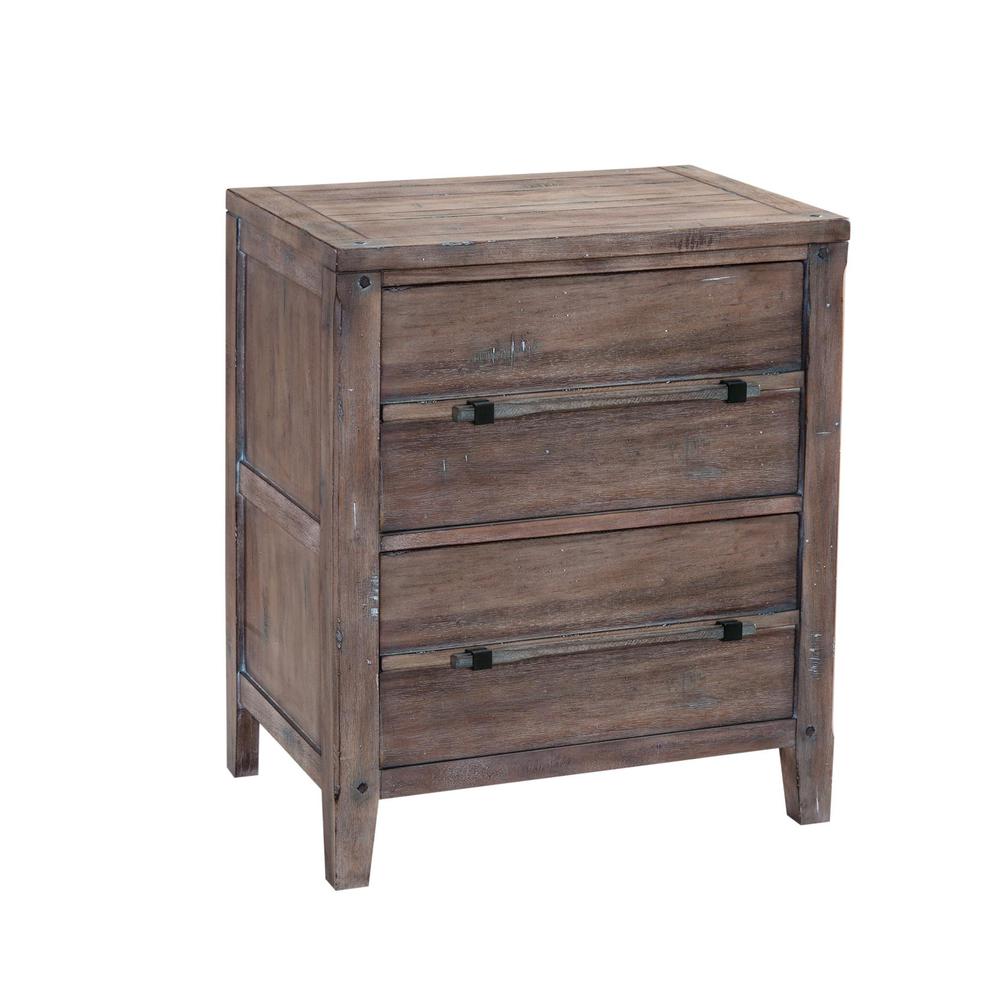 Aurora Weathered Gray Two Drawer Nightstand. Picture 1