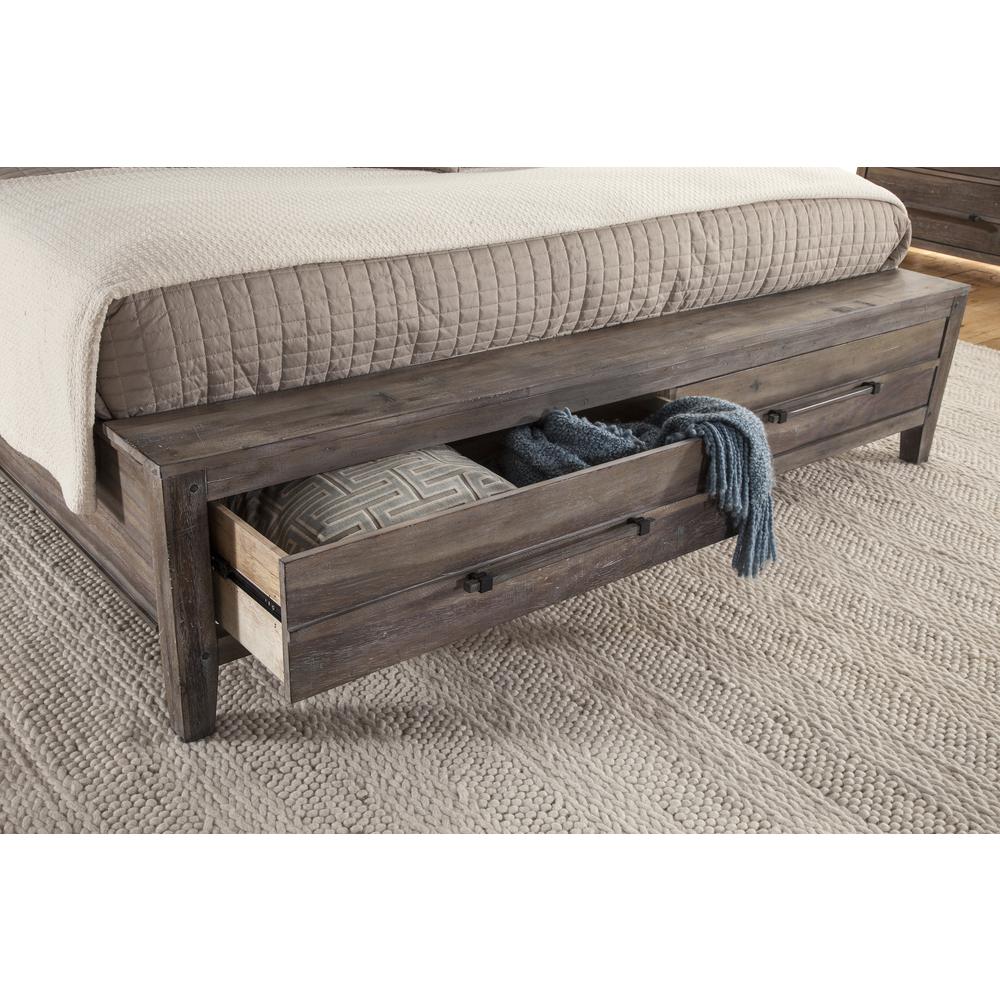 Aurora Weathered Gray Queen Panel Bed with Storage. Picture 5
