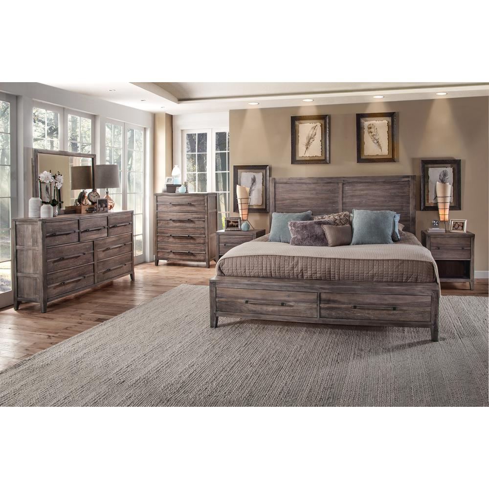 Aurora Weathered Gray Queen Panel Bed with Storage. Picture 6