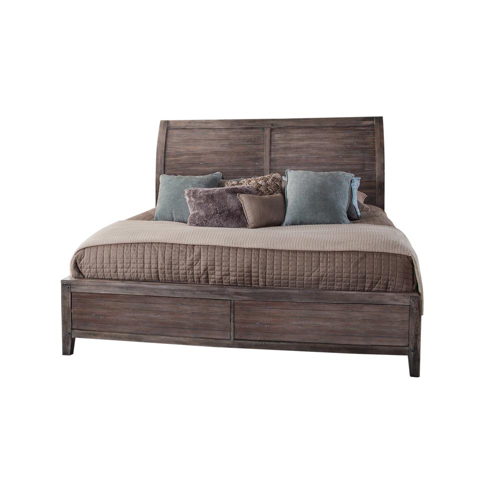 Aurora Weathered Gray King Sleigh Bed (no storage). Picture 2