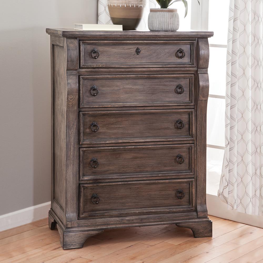 Heirloom Rustic Charcoal Five Drawer Chest. Picture 2