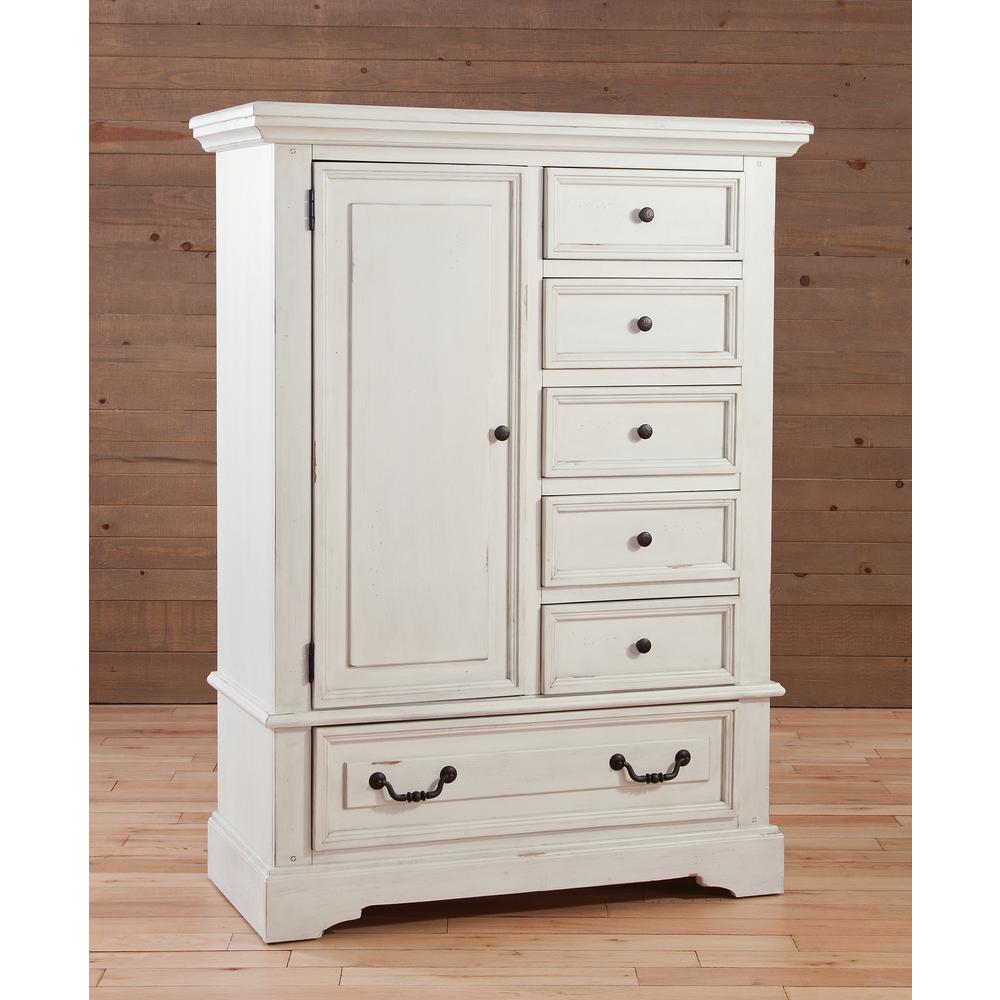 Stonebrook Antiqued White Gentleman's Chest. Picture 6