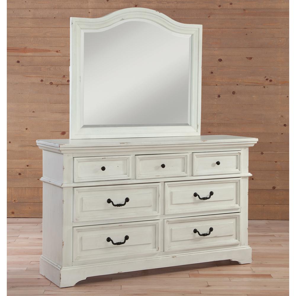 Stonebrook Antiqued White Dresser and Mirror. Picture 2