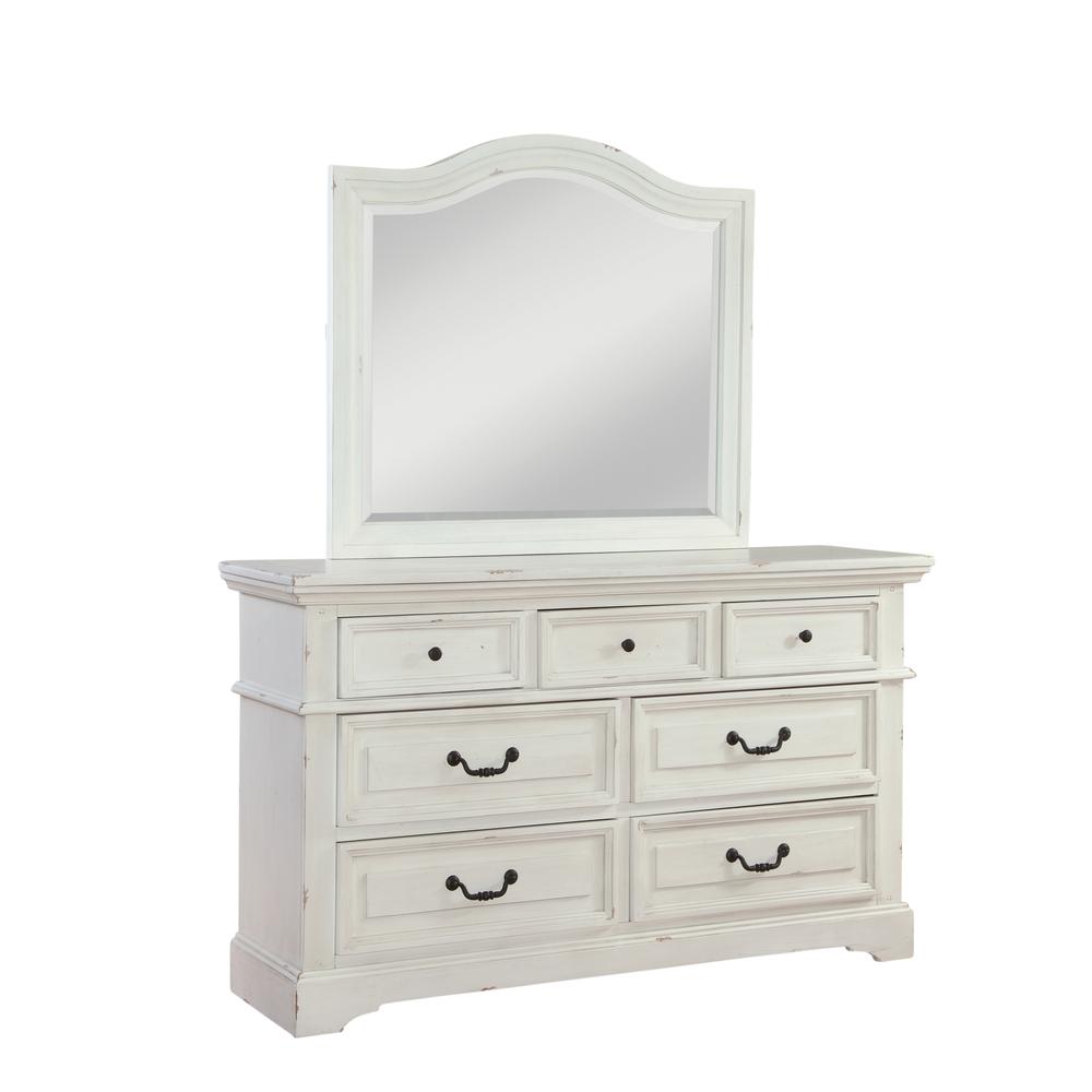 Stonebrook Antiqued White Dresser and Mirror. Picture 1