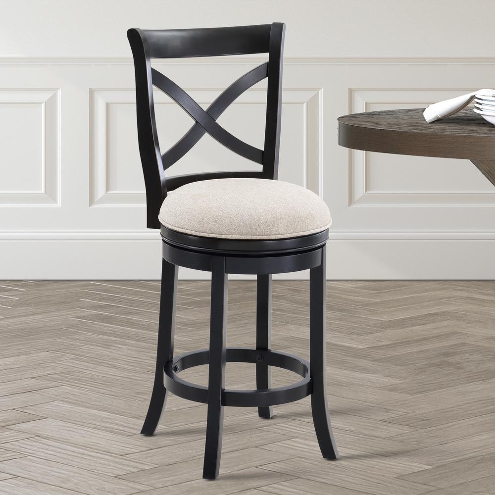Belmont Swivel Counter Stool, Black painted finish/gray seat. Picture 2