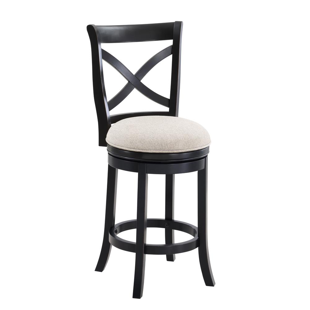Belmont Swivel Counter Stool, Black painted finish/gray seat. Picture 1