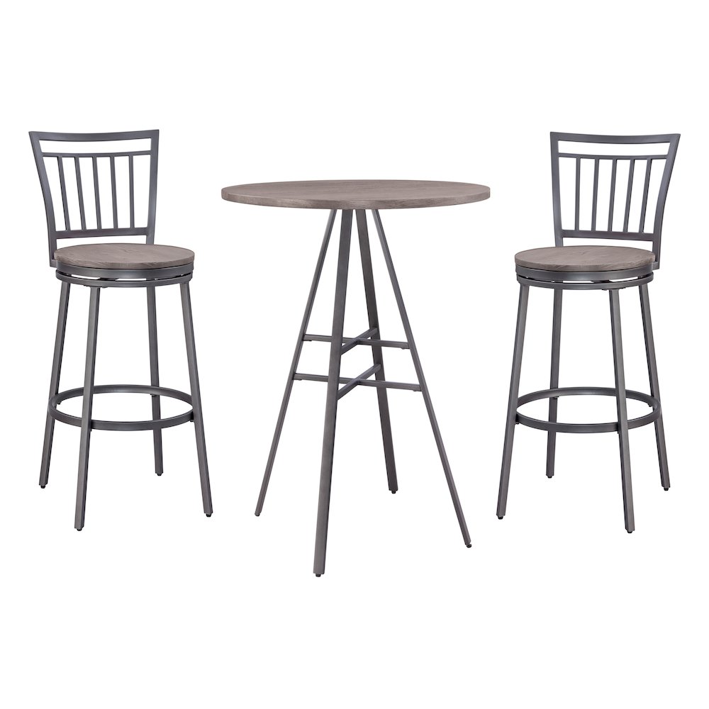 Stockton 3 Piece Pub Table Set - Slate Grey. Picture 1