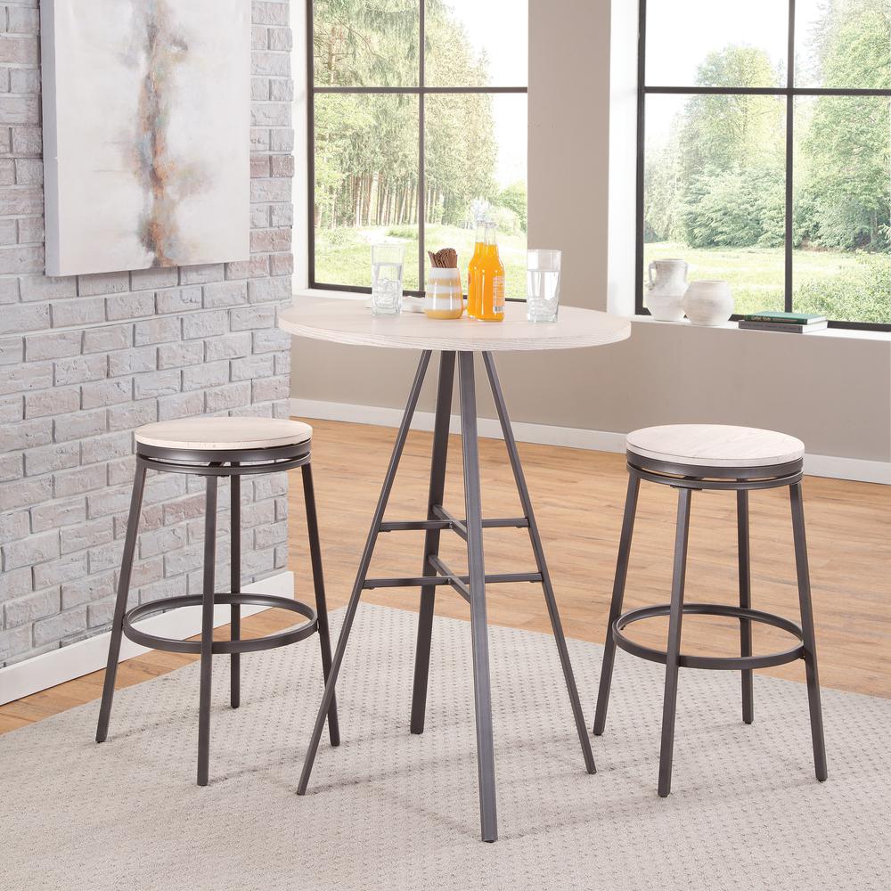 Jaidon 3PC Pub Height Table Set with Backless Swivel Stools. Picture 1