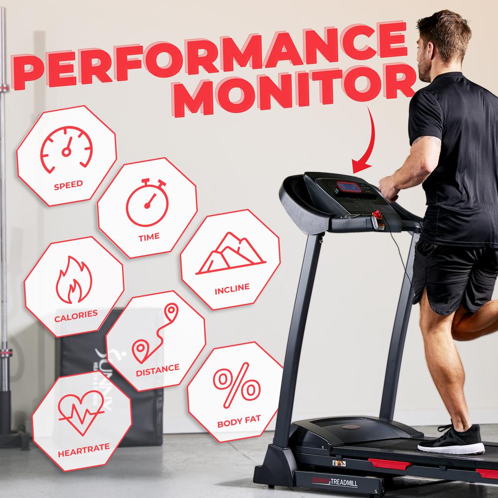 Sunny Health & Fitness Premium Folding Auto-Incline Smart Treadmill with Exclusive SunnyFit® App Enhanced Bluetooth Connectivity. Picture 5