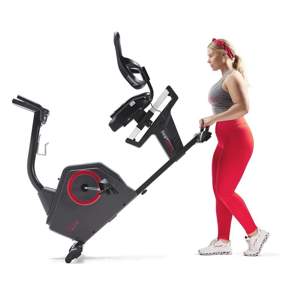 Sunny Health & Fitness Premium Magnetic Resistance Smart Recumbent Bike with Exclusive SunnyFit® App Enhanced Bluetooth Connectivity. Picture 9