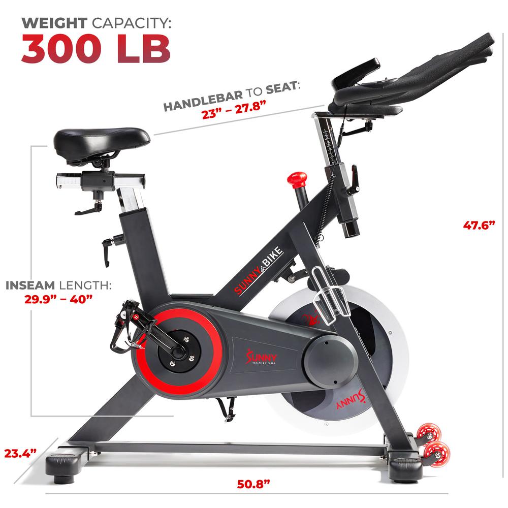 Sunny Health & Fitness Premium Indoor Cycling Smart Stationary Bike with Exclusive SunnyFit® App Enhanced Bluetooth Connectivity. Picture 3