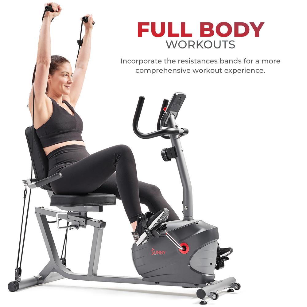 Sunny Health & Fitness Performance Interactive Series Recumbent Exercise Bike with Exclusive SunnyFit™ App Enhanced Bluetooth Connectivity - SF-RB420031. Picture 3