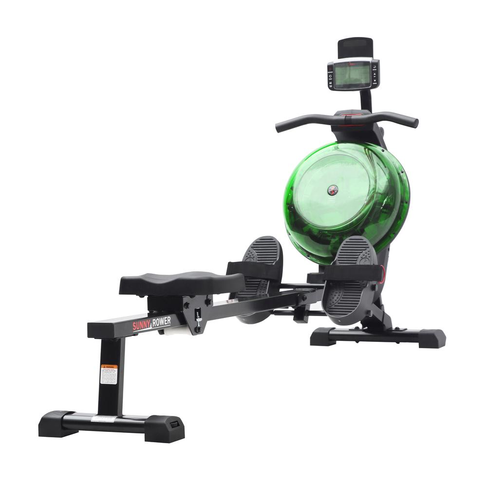 Sunny Health & Fitness Hydro + Dual Resistance Smart Magnetic Water Rowing Machine in Green- SF-RW522017GRN. Picture 11