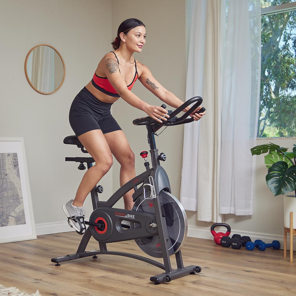 Sunny Health & Fitness Premium Magnetic Resistance Smart Indoor Cycling Bike with Quiet Belt Drive and Exclusive SunnyFit® App Enhanced Bluetooth Connectivity. Picture 11