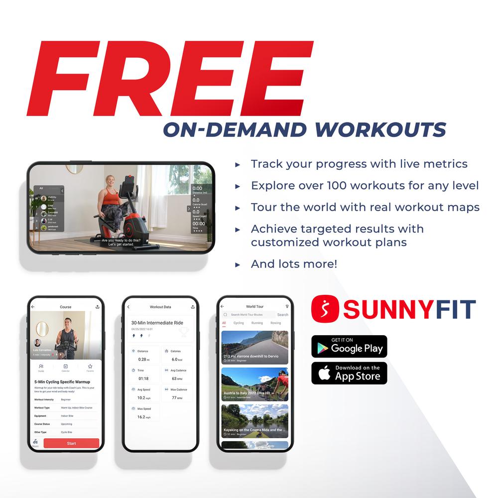 Sunny Health & Fitness Premium Indoor Cycling Smart Stationary Bike with Exclusive SunnyFit® App Enhanced Bluetooth Connectivity. Picture 4