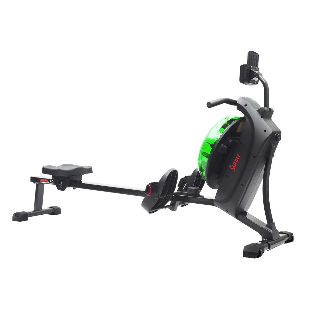 Sunny Health & Fitness Hydro + Dual Resistance Smart Magnetic Water Rowing Machine in Green- SF-RW522017GRN. Picture 13