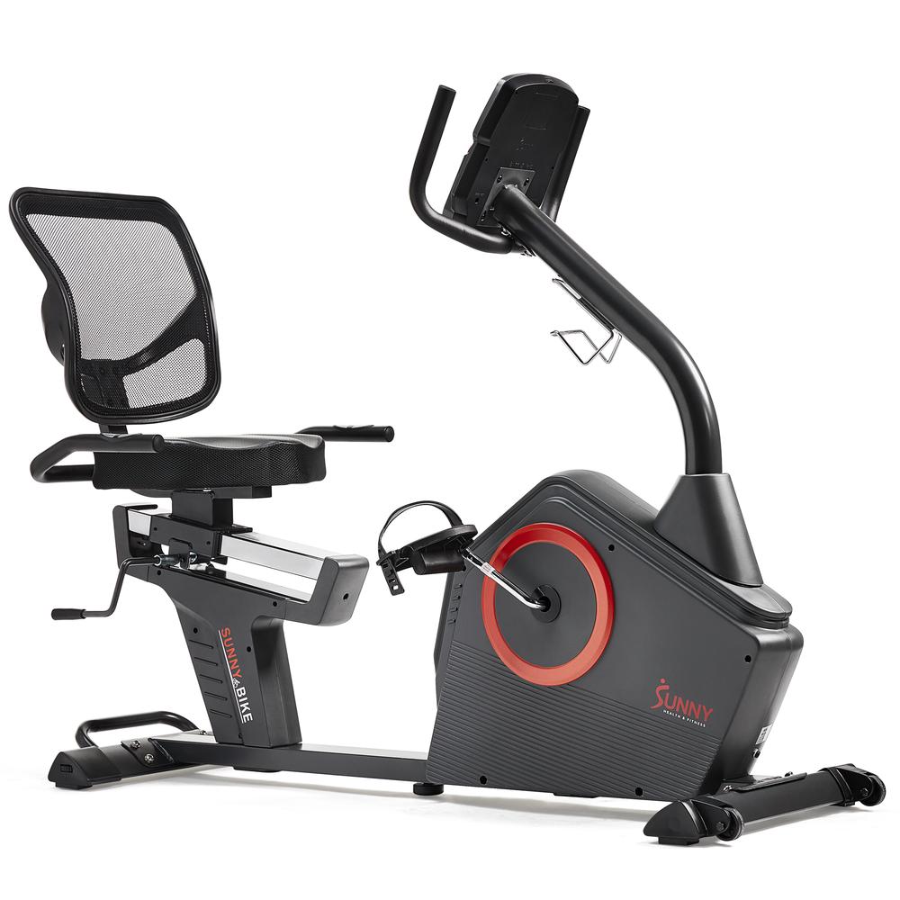Sunny Health & Fitness Premium Magnetic Resistance Smart Recumbent Bike with Exclusive SunnyFit® App Enhanced Bluetooth Connectivity. Picture 1
