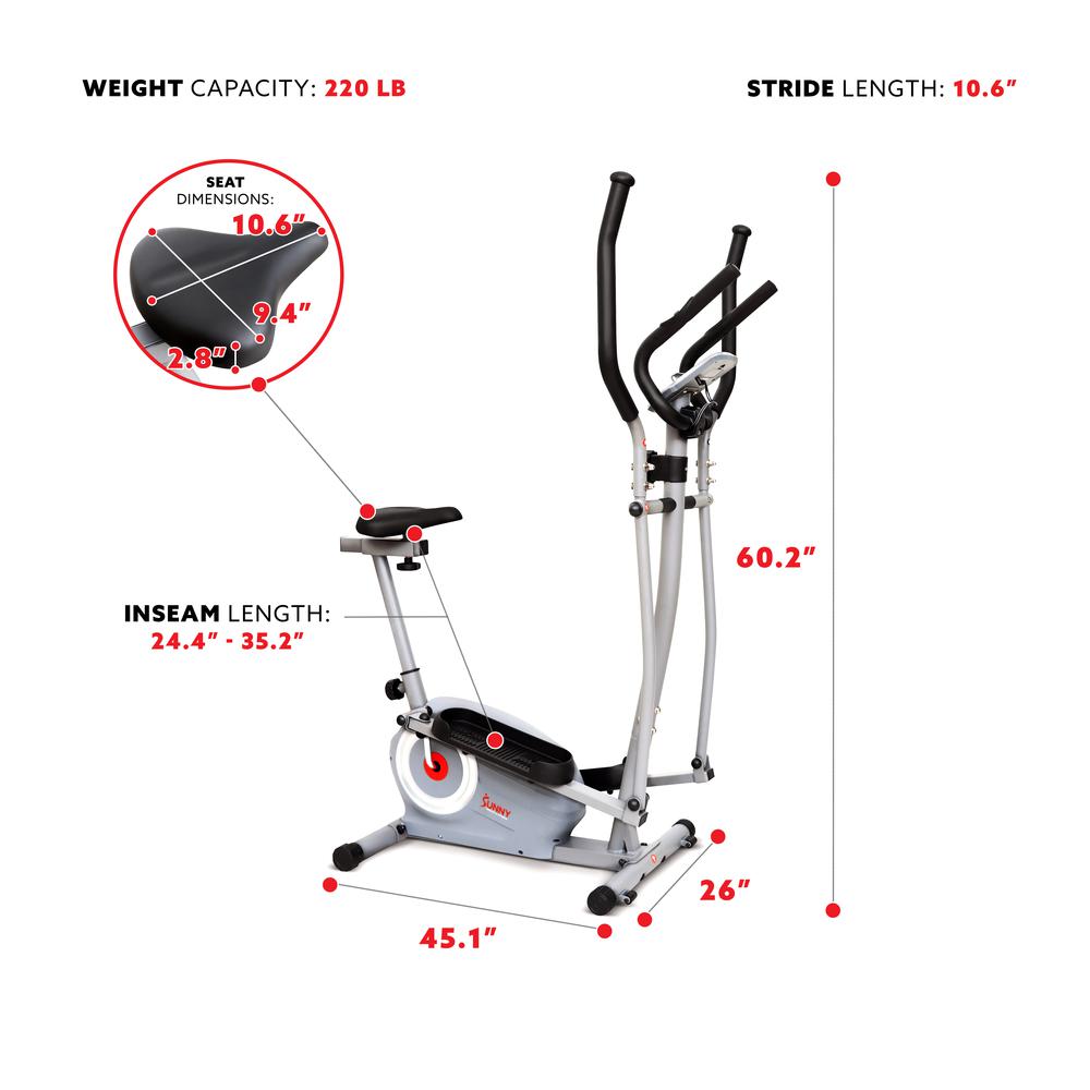 Sunny Health & Fitness Essential Interactive Series Seated Elliptical - SF-E322004. Picture 3