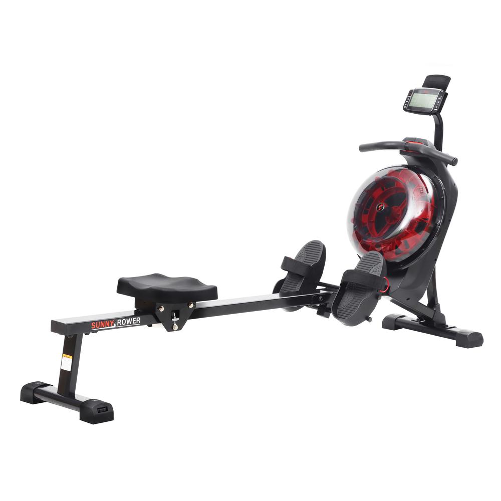 Sunny Health & Fitness Hydro + Dual Resistance Smart Magnetic Water Rowing Machine in Black - SF-RW522017BLK. Picture 10