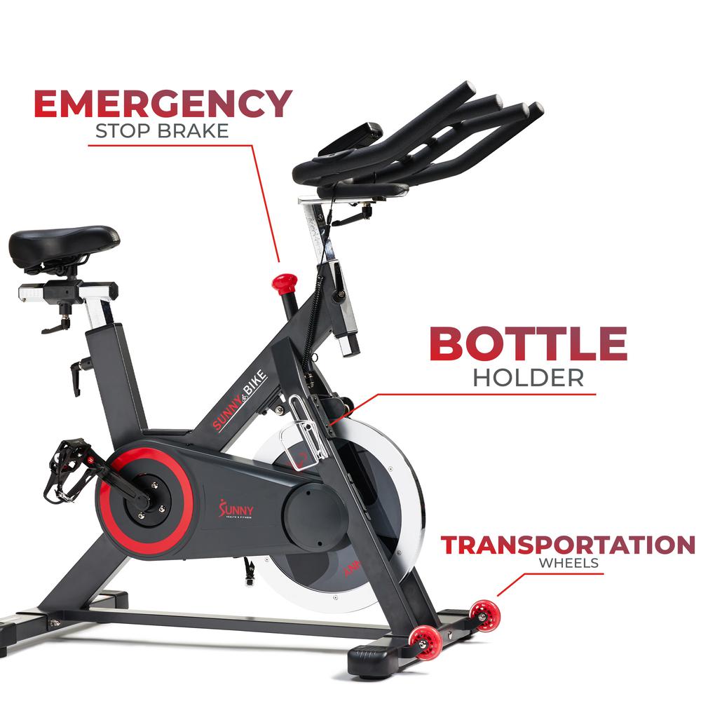 Sunny Health & Fitness Premium Indoor Cycling Smart Stationary Bike with Exclusive SunnyFit® App Enhanced Bluetooth Connectivity. Picture 10