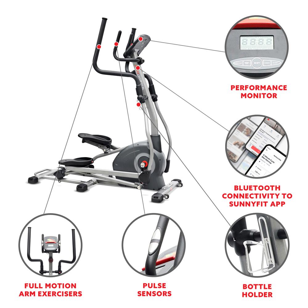 Sunny Health & Fitness Elite Interactive Series Cross Trainer Elliptical and Exclusive SunnyFit® App Enhanced Bluetooth Connectivity – SF-E320048. Picture 4