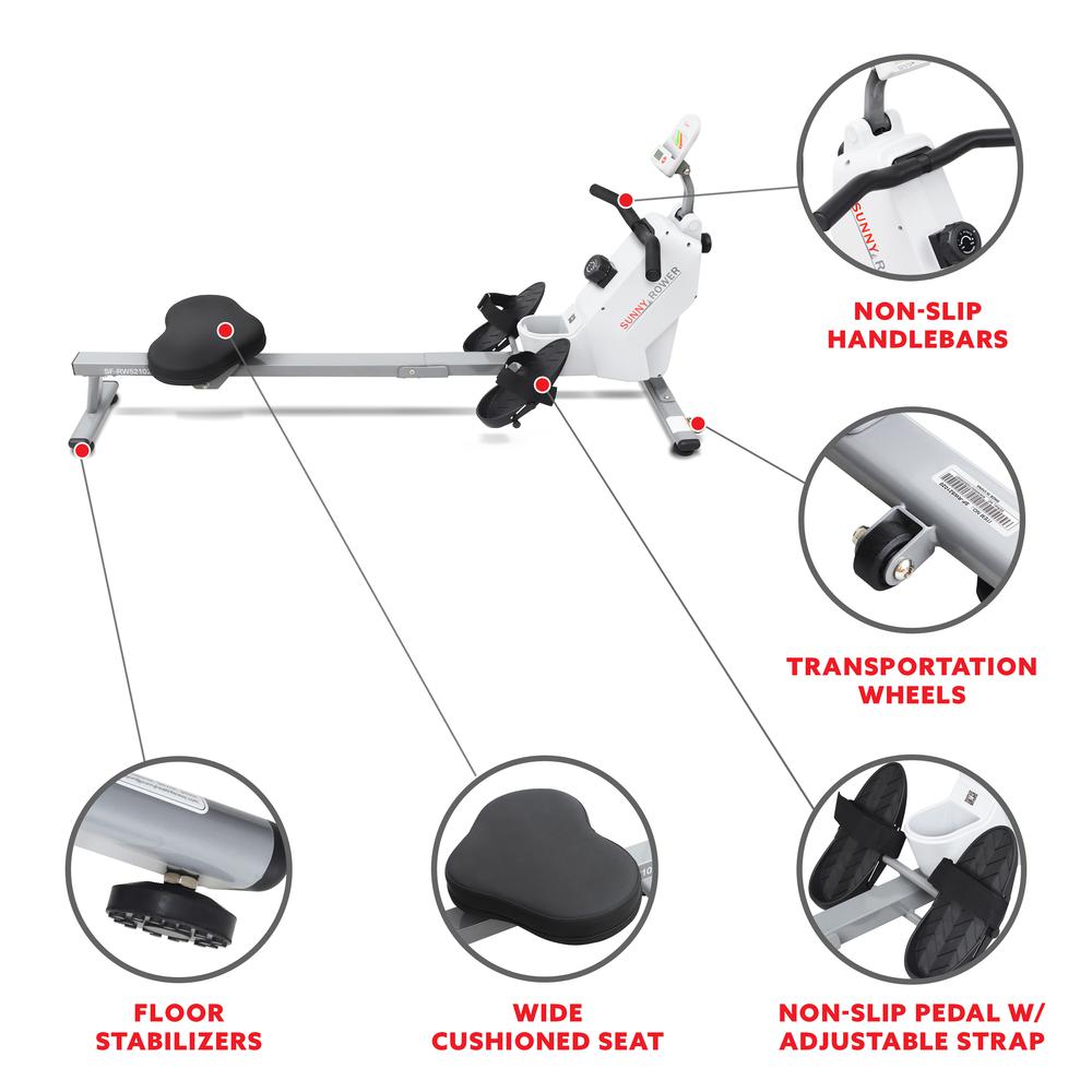 Sunny Health & Fitness SMART Compact Foldable Magnetic Rowing Machine with Bluetooth Connectivity - SF-RW521020. Picture 6