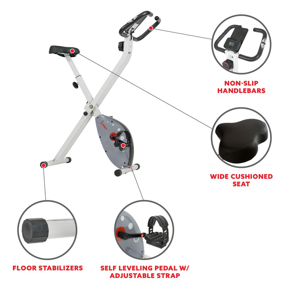 Sunny Health & Fitness Magnetic Foldable Exercise Bike - SF-B2989. Picture 5