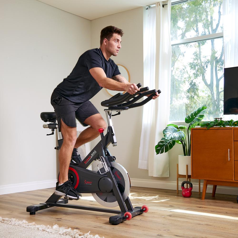 Sunny Health & Fitness Premium Indoor Cycling Smart Stationary Bike with Exclusive SunnyFit® App Enhanced Bluetooth Connectivity. Picture 7