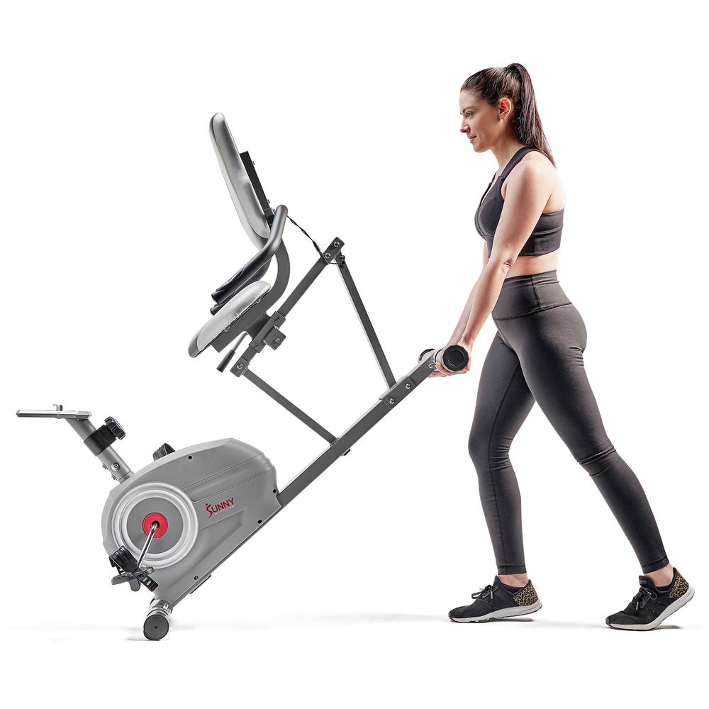 Sunny Health & Fitness Essentials Series Magnetic Smart Recumbent Bike with Exclusive SunnyFit® App Enhanced Bluetooth Connectivity. Picture 10