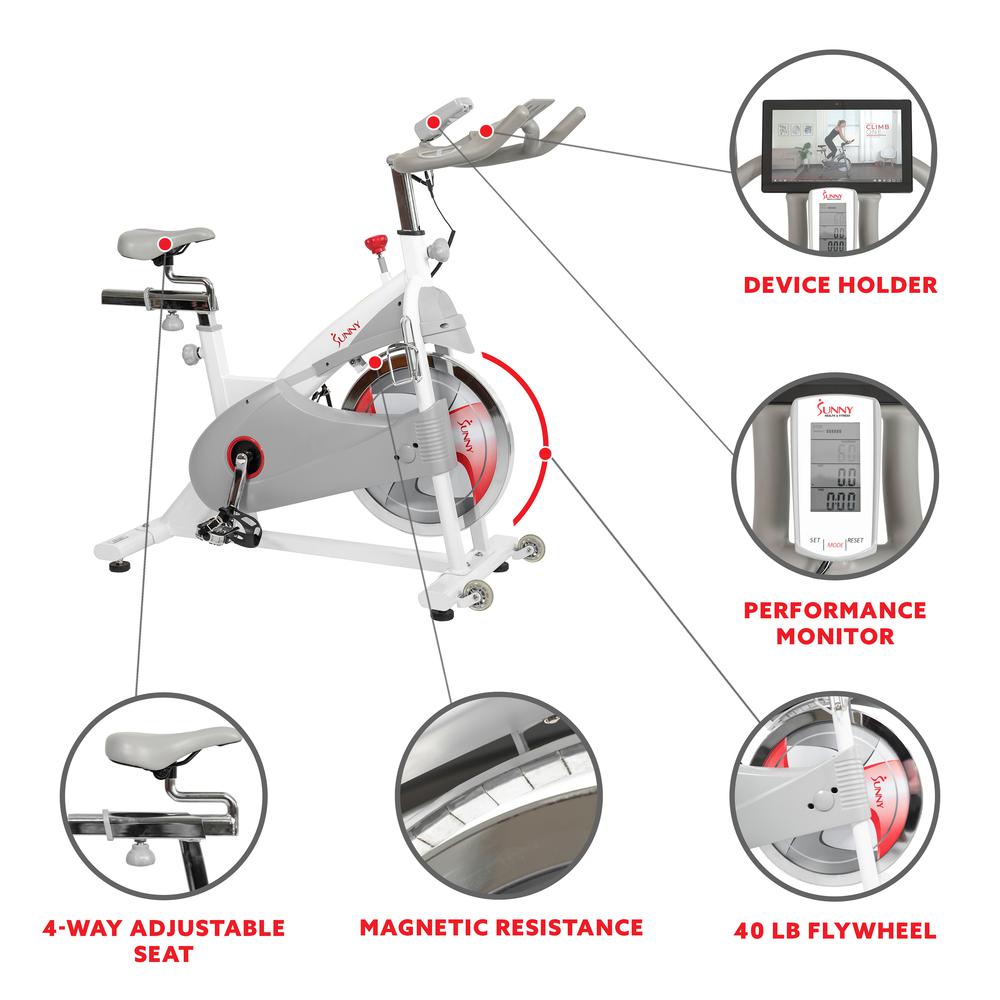 Sunny Health & Fitness Magnetic Belt Drive Premium Indoor Cycling Bike - SF-B1876. Picture 3