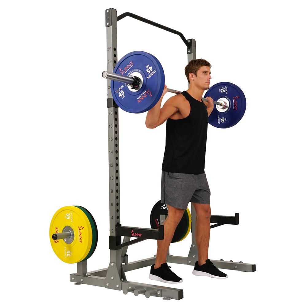 Power and Squat Rack with High Weight Capacity, Olympic Weight Plate Storage and 360° Swivel Landmine and Power Band Attachment. Picture 1