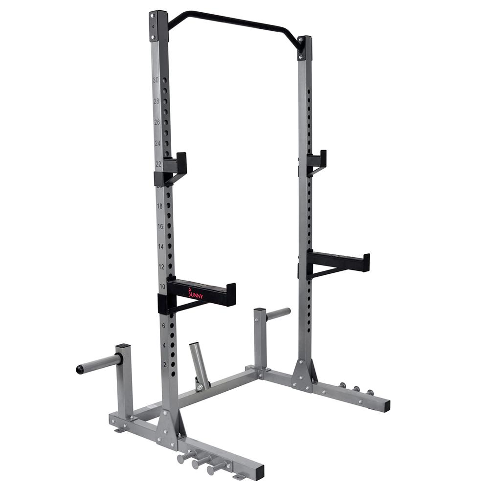 Power and Squat Rack with High Weight Capacity, Olympic Weight Plate Storage and 360° Swivel Landmine and Power Band Attachment. Picture 3