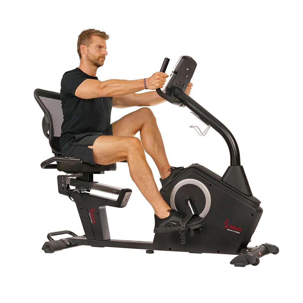 Sunny Health & Fitness Programmable Recumbent Bike. Picture 1