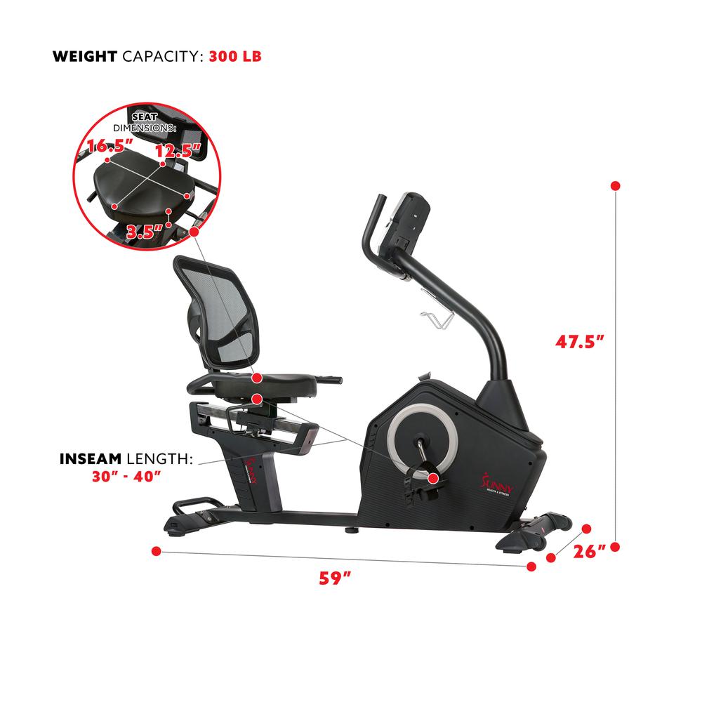 Sunny Health & Fitness Programmable Recumbent Bike. Picture 6