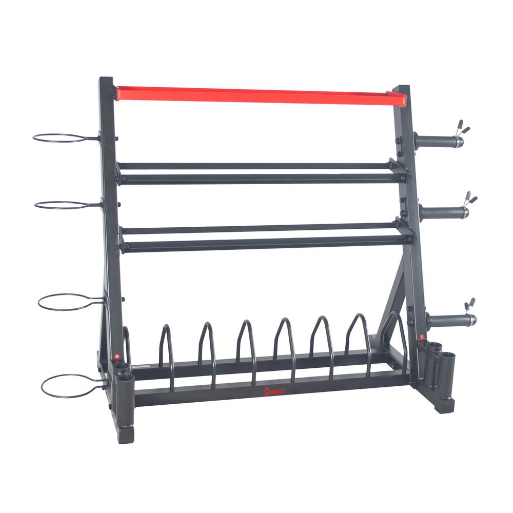 Sunny Health & Fitness All-In-One Weights Storage Rack Stand. Picture 1