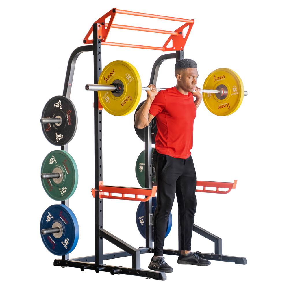 Sunny Health & Fitness Power Zone Half Rack Heavy Duty Performance Power Cage with 1000 LB Weight Capacity – SF-XF9933. Picture 7