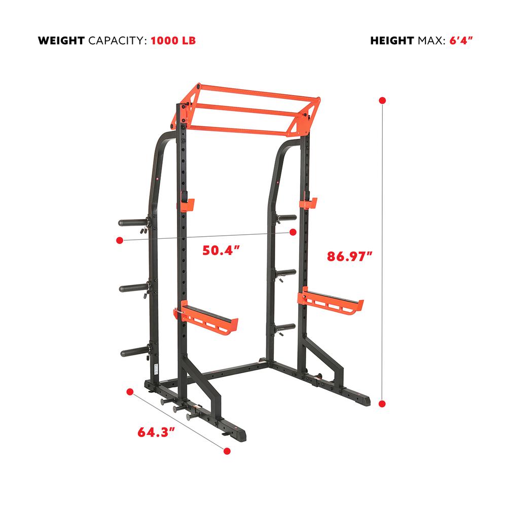 Sunny Health & Fitness Power Zone Half Rack Heavy Duty Performance Power Cage with 1000 LB Weight Capacity – SF-XF9933. Picture 3