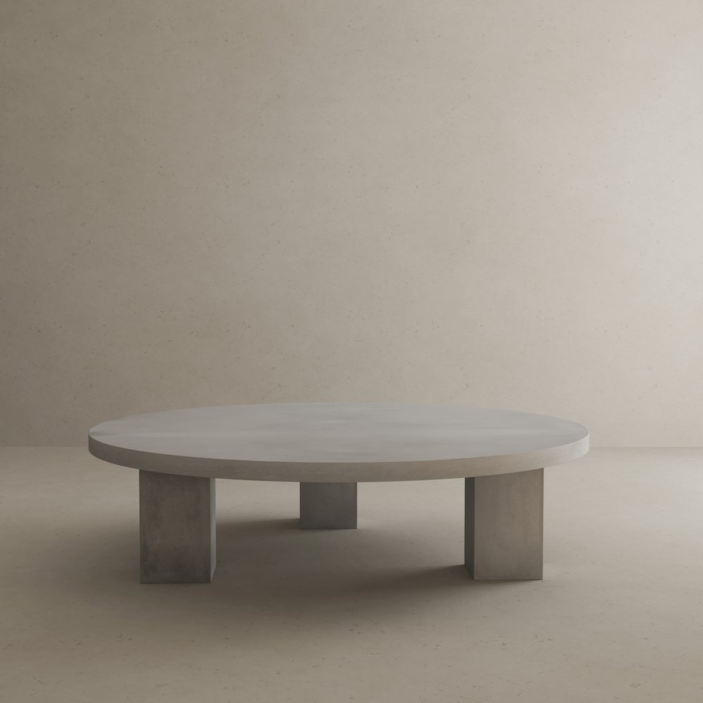 Ella Round Coffee Table Small In Light Gray Concrete. Picture 5