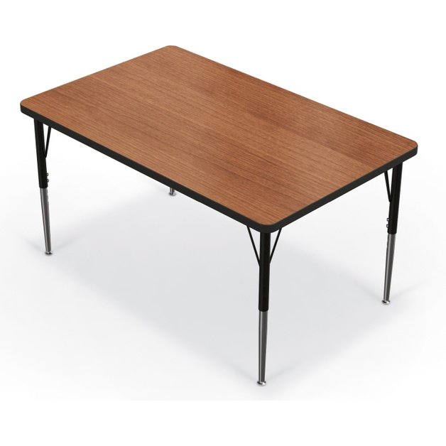 Activity Table - 30"X48" Rectangle - Amber Cherry Top Surface - Black Edgeband. Picture 1