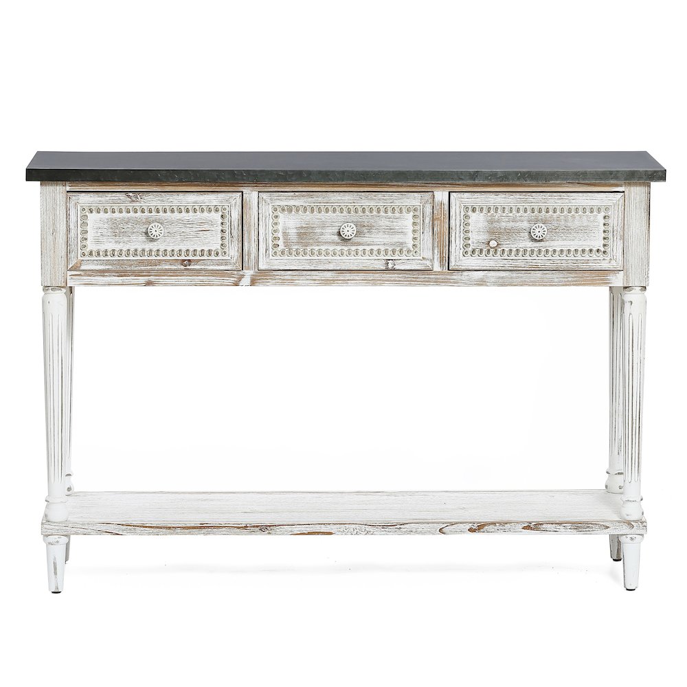 Wood and Metal Farmhouse Distressed Console Table. Picture 2