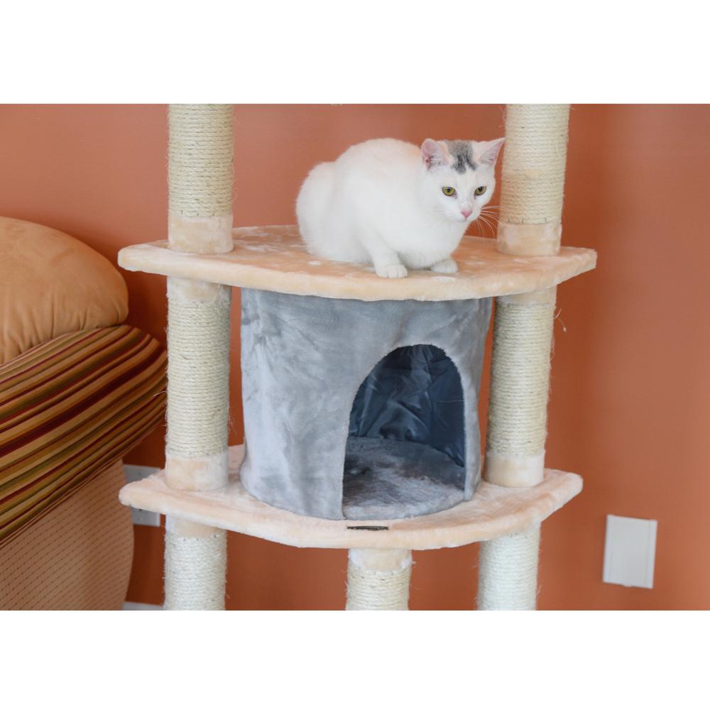 Armarkat 64" Real Wood Cat Tree With Sractch Sisal Post, Soft-side Playhouse,  A6401, Almond. Picture 6