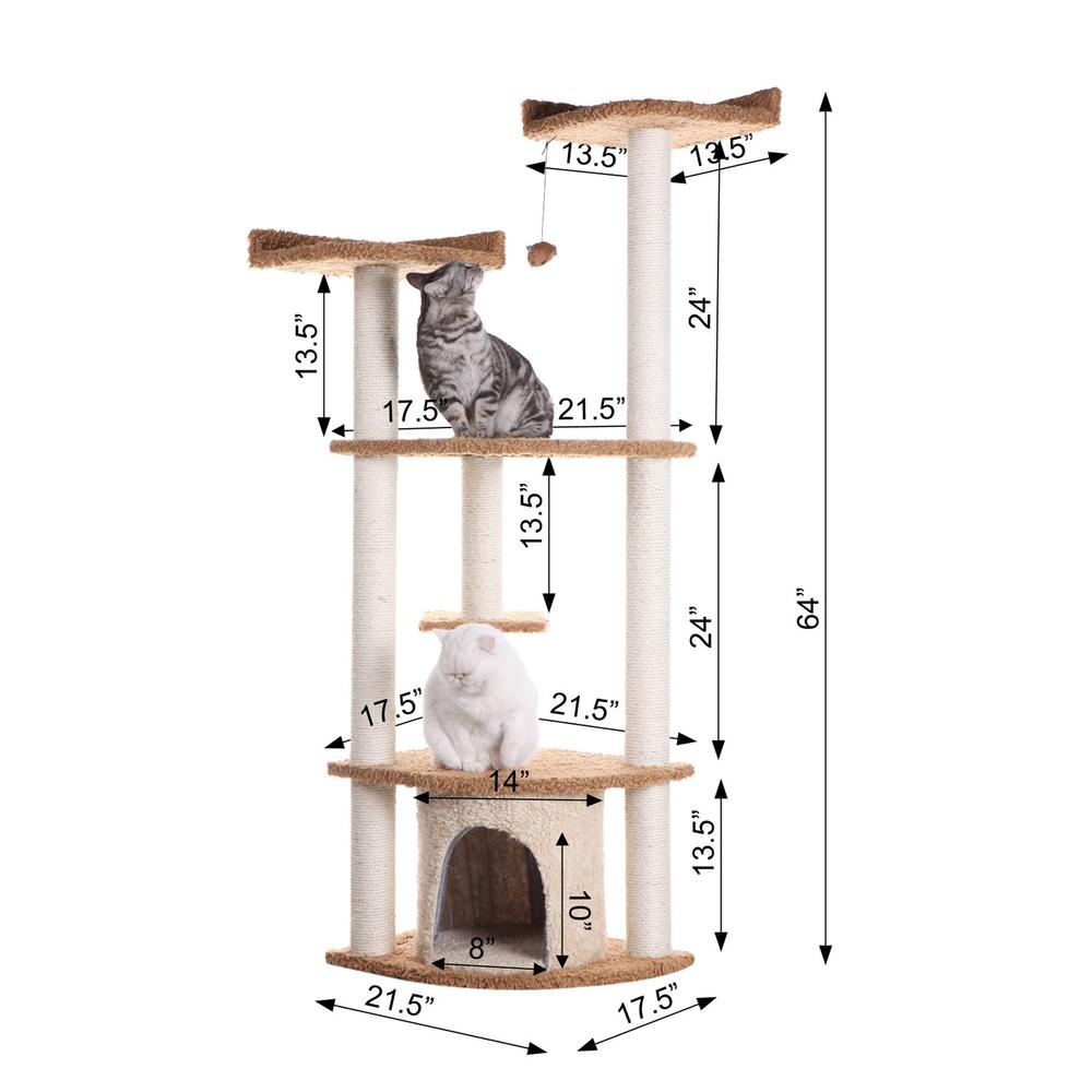 Armarkat Ultra Thick Faux Fur Real Wood Cat Scratching Furniture For Cats Play Chocolate A6402. Picture 7