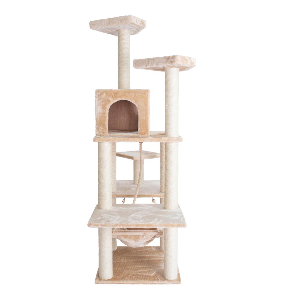 Armarkat 72" Beige Real Wood Cat Tree With Spacious Condo, SratchIng Post A7202. Picture 10