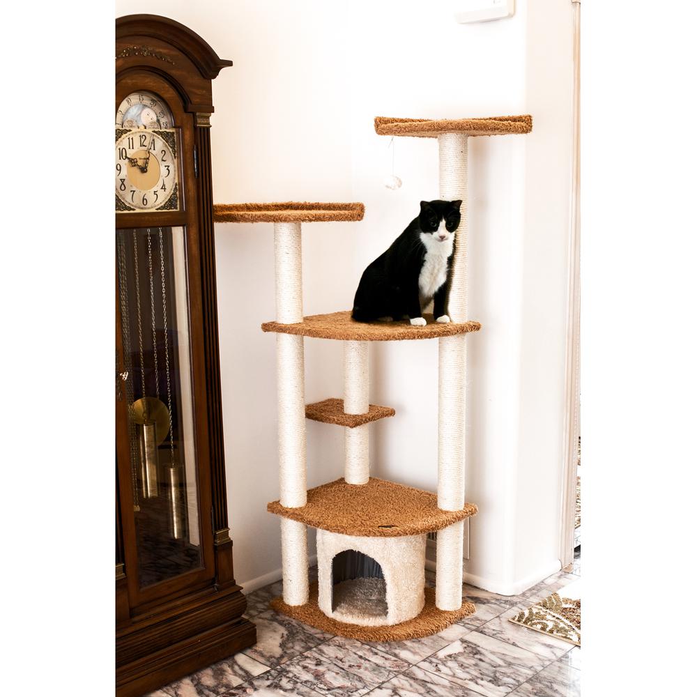 Armarkat Ultra Thick Faux Fur Real Wood Cat Scratching Furniture For Cats Play Chocolate A6402. Picture 4